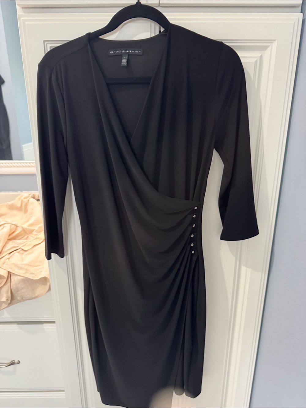 WHBM Black Wrap-Style Sheath Dress